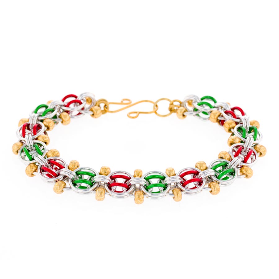 Deck the Halls Beaded Helm Chain Maille Bracelet Kit - Goody Beads