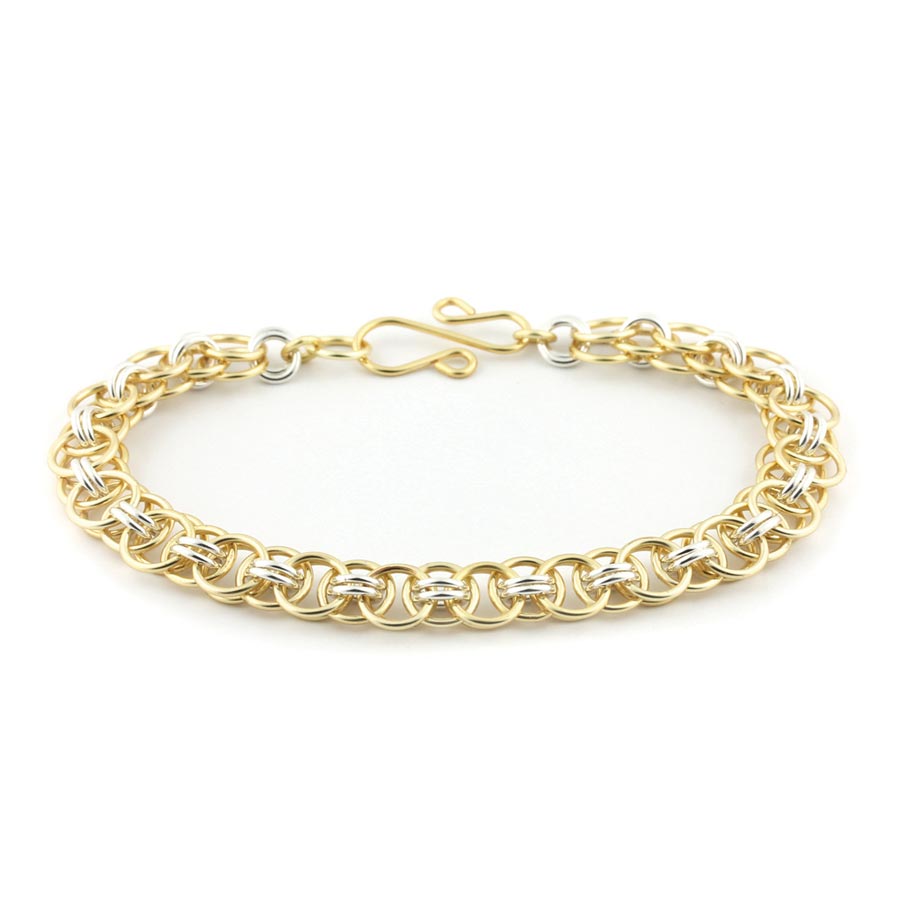 Gold and Silver Helm Chain Maille Bracelet Kit - Goody Beads