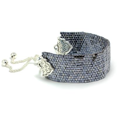 The Loft Silver Adjustable Cuff Bracelet - Hematite - Goody Beads