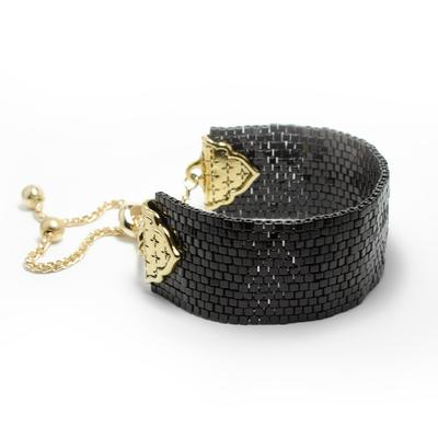 The Loft Gold Adjustable Cuff Bracelet - Black - Goody Beads