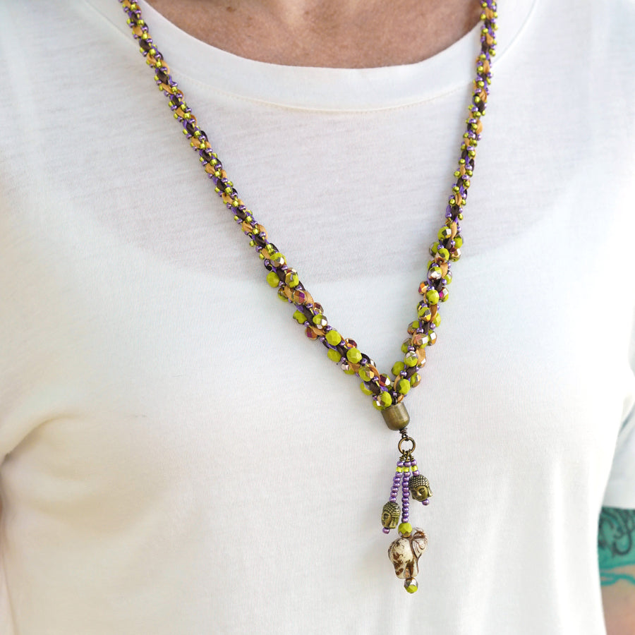 Purple Parrot Hathi Lariat Necklace Kit from Maggie T Designs - Goody Beads