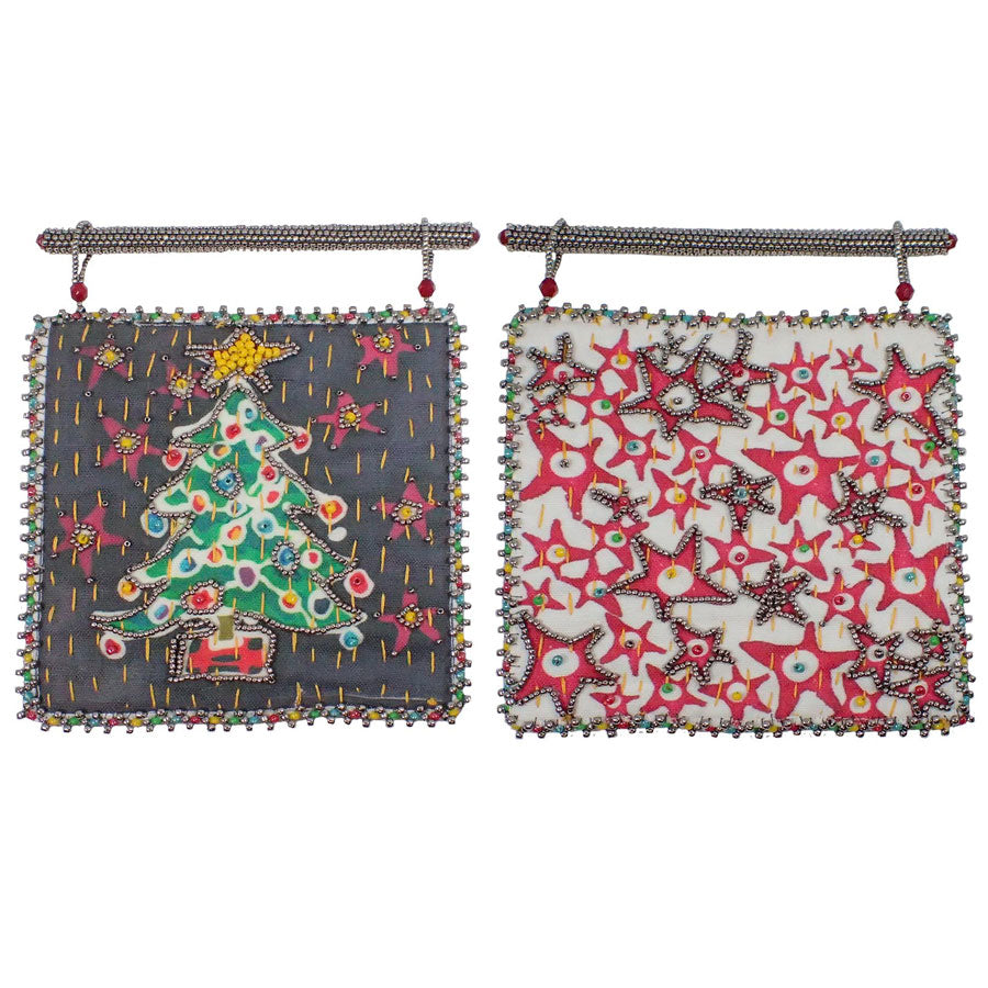 Holiday Trees & Stars Batik 2 Sided Hanging Square Kit by Glass Garden Beads - Goody Beads