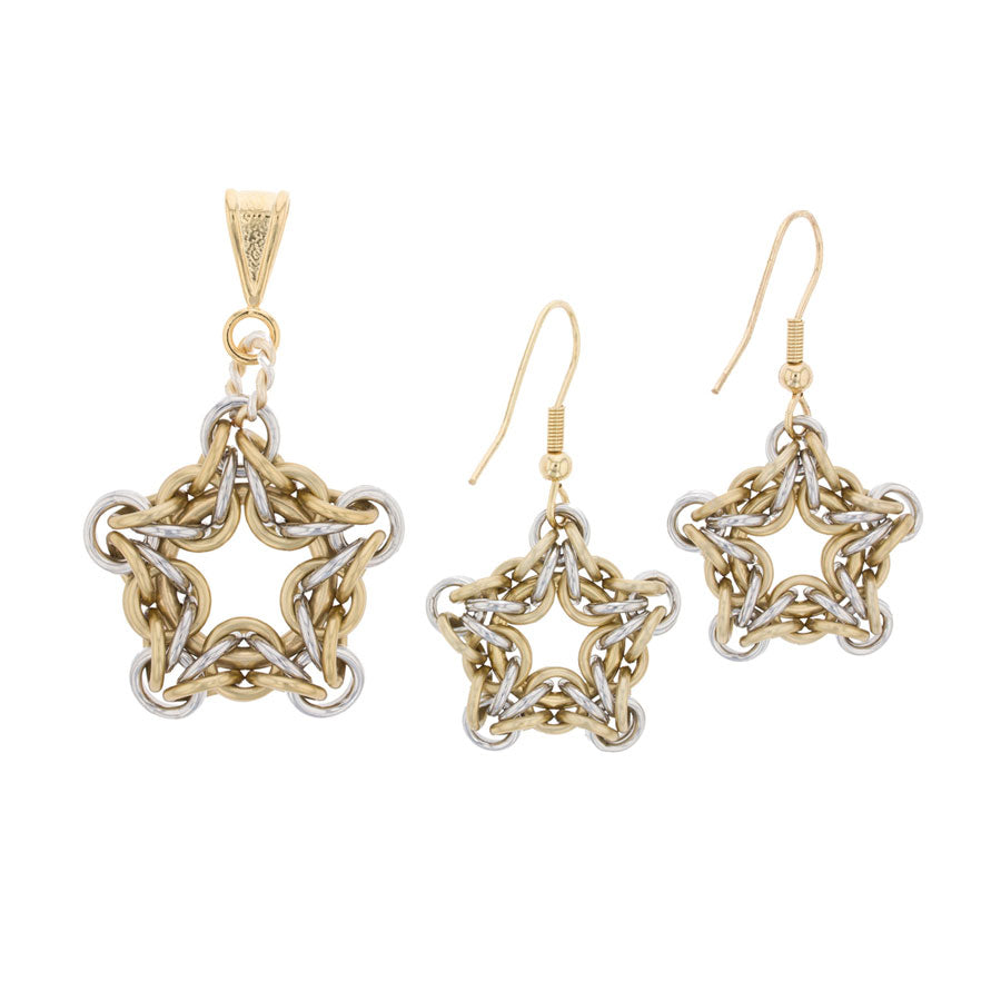 Morning Star Chain Maille Pendant and Earring Kit - Goody Beads