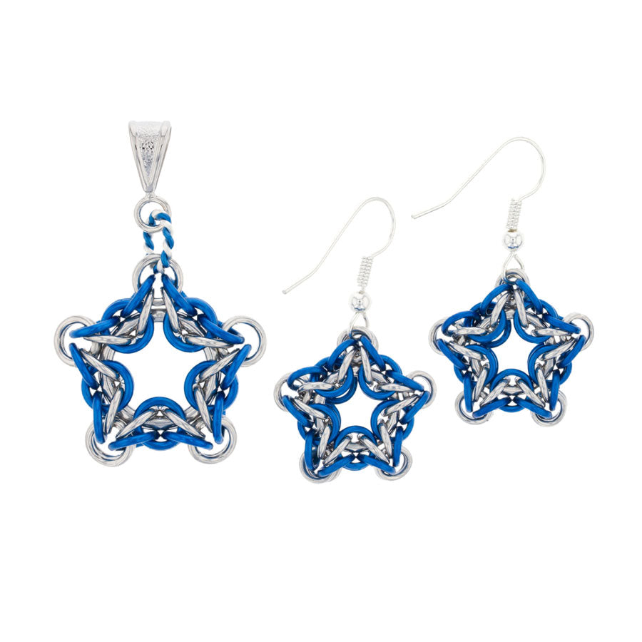 Winter Star Chain Maille Pendant and Earring Kit - Goody Beads