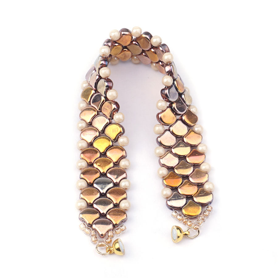 Ginko Two-Hole Scale Bracelet Kit - Golden Mermaid Scale - Goody Beads