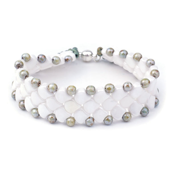 Mermaid Beaded Bracelet Kit using 2-Hole Ginko Glass Beads (Pastel Mix)
