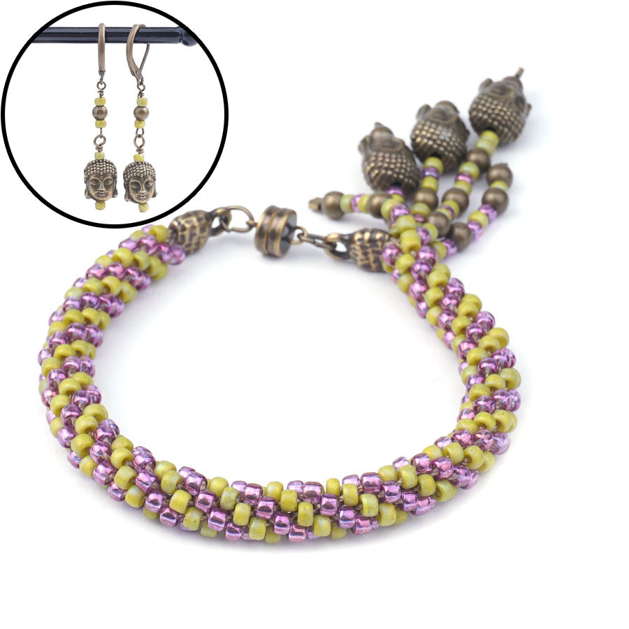Lemongrass Inner Peace Kumihimo Bracelet and Earrings Kit From Maggie T Designs - Goody Beads
