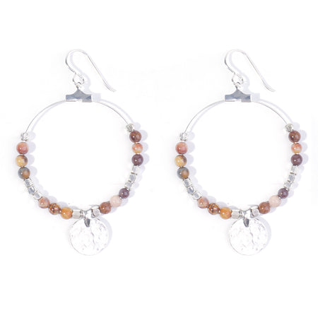 Gemstone & Coin Drop Earrings  - Venus Jasper / Silver - Goody Beads