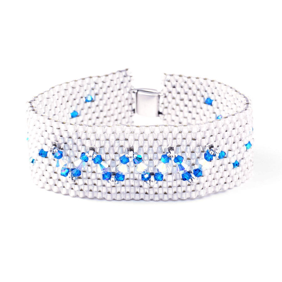 Wavy Preciosa Crystal Bracelet Kit - Blue Malibu from Lisa's Bead Designs - Goody Beads