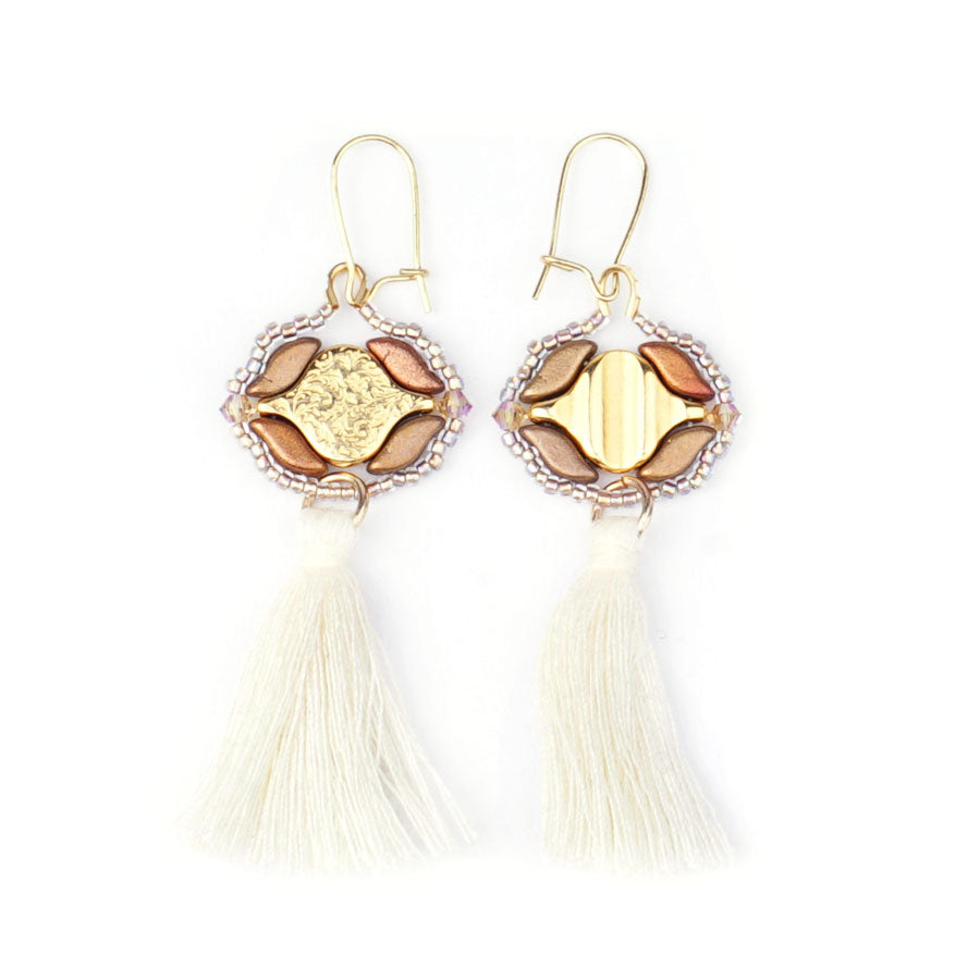 Liotrivi Reversible Earrings Kit - Gold and Cream from Lisa's Bead Designs - Goody Beads