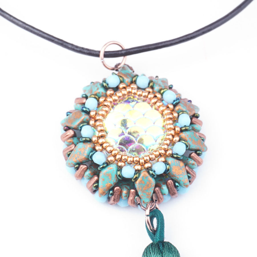 Celestial Moon Reversible Necklace - Carribean Colorway from Lisa's Bead Designs - Goody Beads