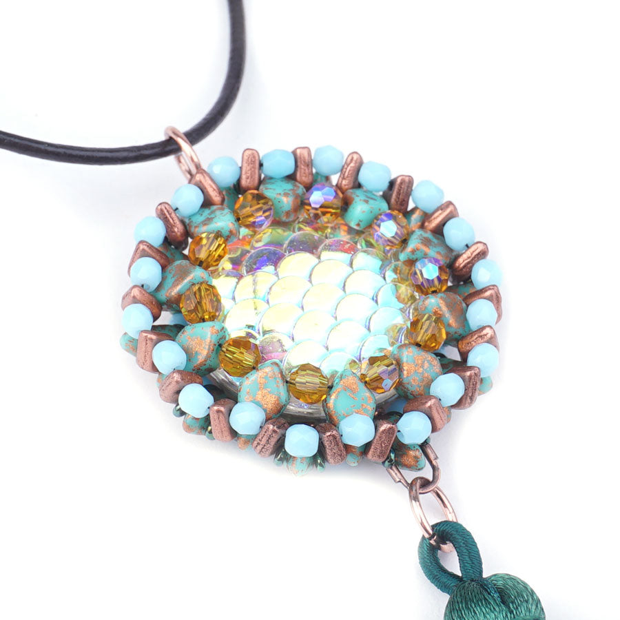 Celestial Moon Reversible Necklace - Carribean Colorway from Lisa's Bead Designs - Goody Beads