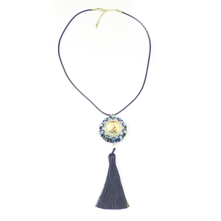 Celestial Moon Reversible Necklace - Classic Colorway from Lisa's Bead Designs - Goody Beads