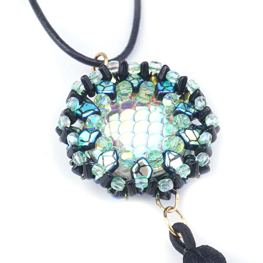 Celestial Moon Reversible Necklace - Classic Colorway from Lisa's Bead Designs - Goody Beads