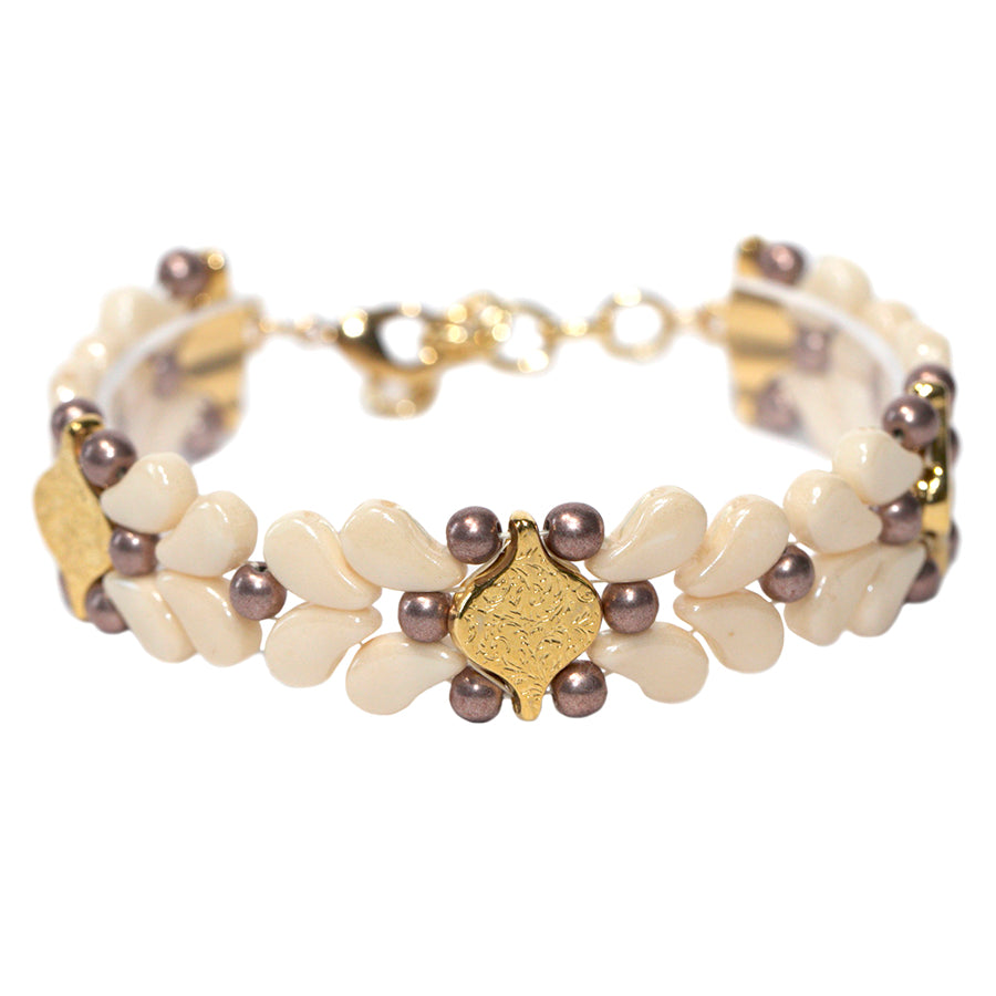 Victorian Paisley Duo Bracelet Kit - Gold and Beige - Goody Beads