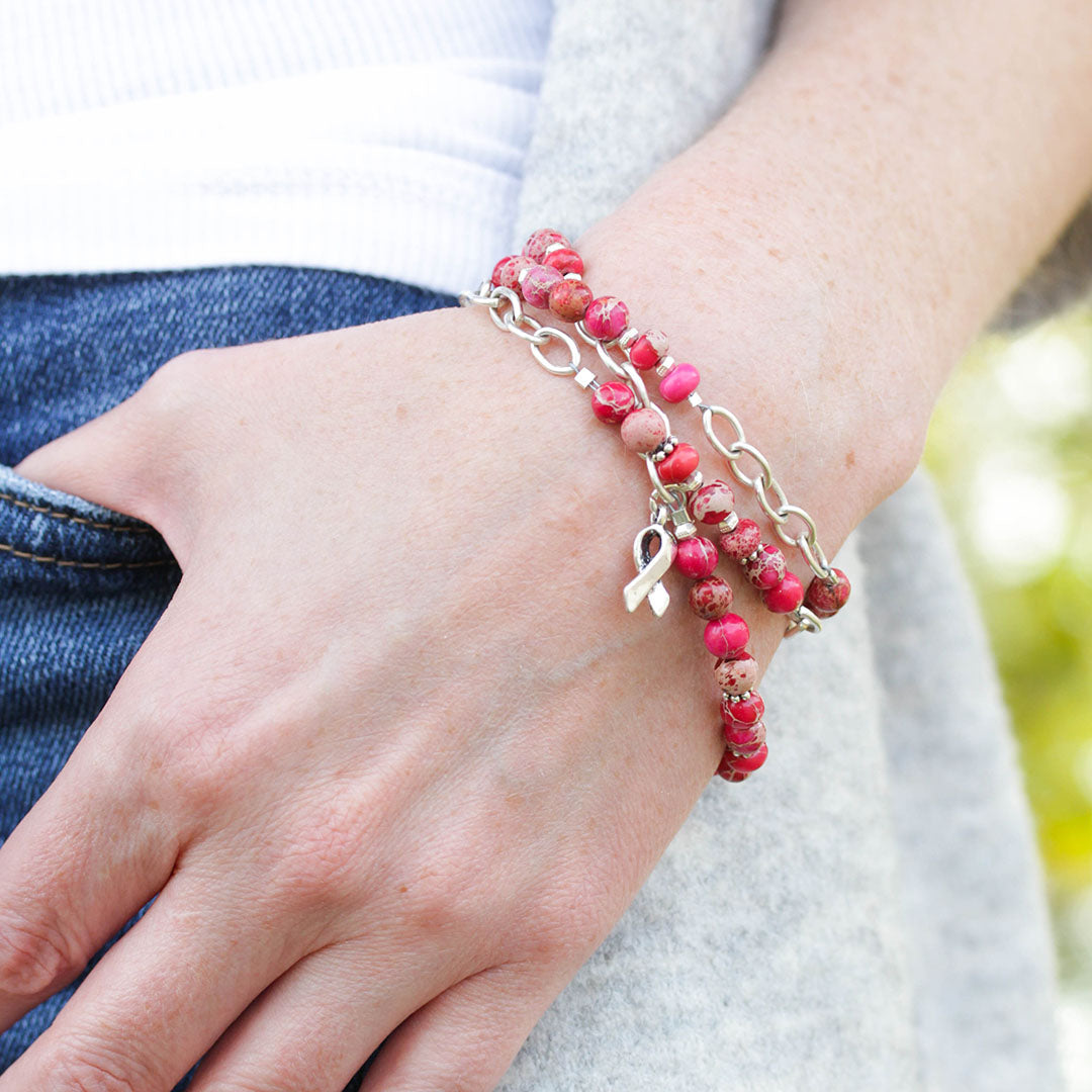 Pink Is Stronger Than You Think Triple Wrap Bracelet - Goody Beads