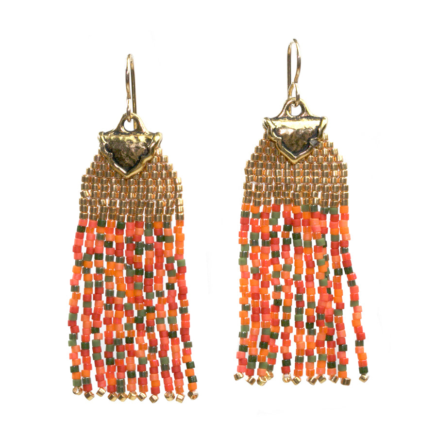 The Arcadia Fringe Earrings - Pumpkin Patch - Goody Beads
