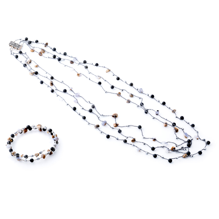 The Elements Collection Multi Strand Necklace and Bracelet Set Kit - Ice