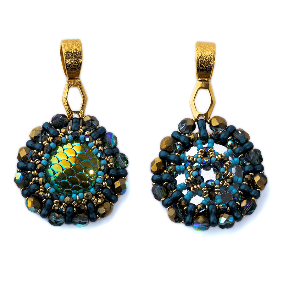 Tilt-A-Whirl Reversible Pendant Kit from Lisa's Bead Designs - Golden Blue