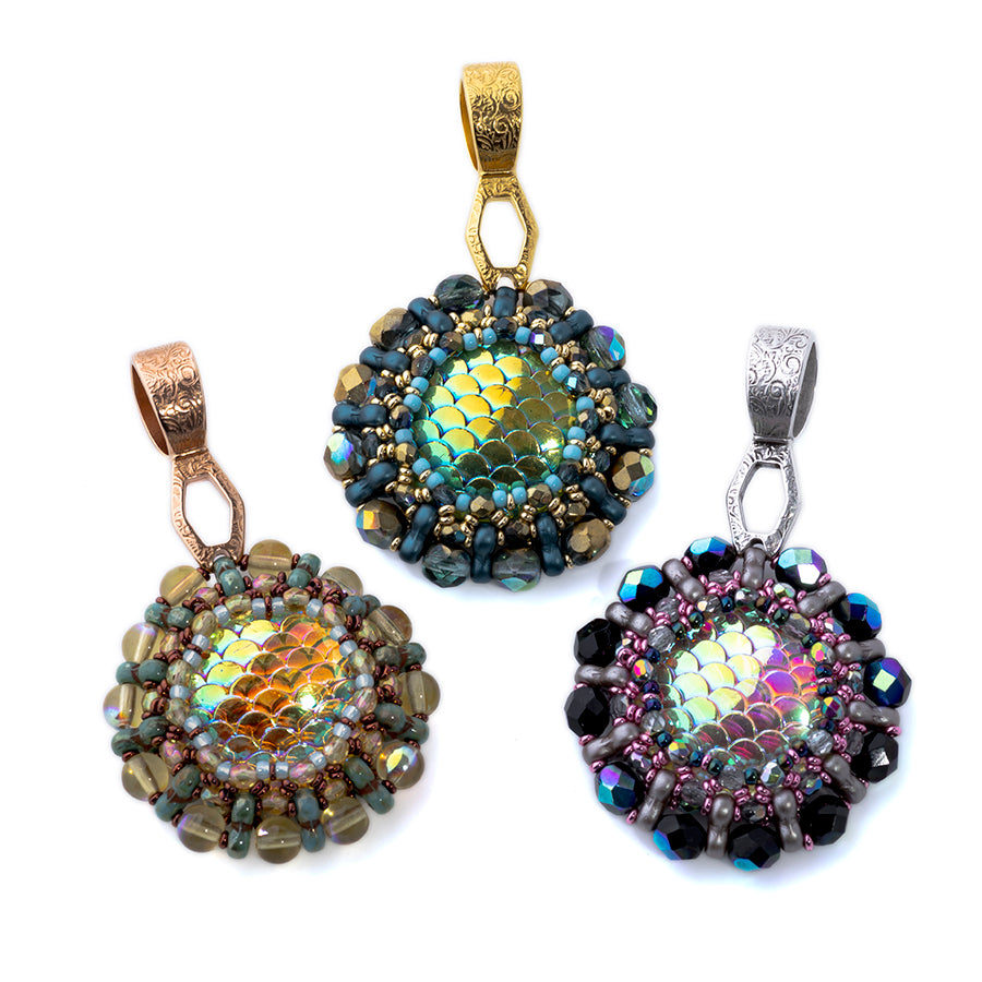 Tilt-A-Whirl Reversible Pendant Kit from Lisa's Bead Designs - Golden Blue