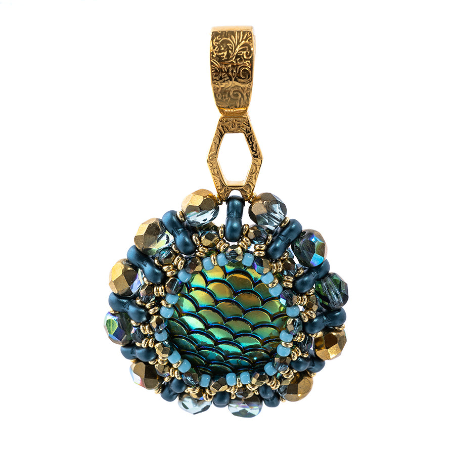 Tilt-A-Whirl Reversible Pendant Kit from Lisa's Bead Designs - Golden Blue