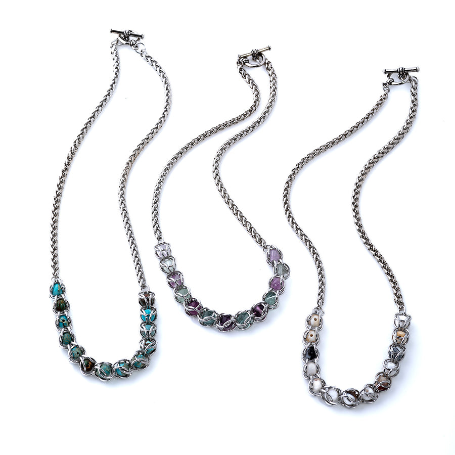 Captured Chain Maille Necklace Kit - Aqua Impression Jasper