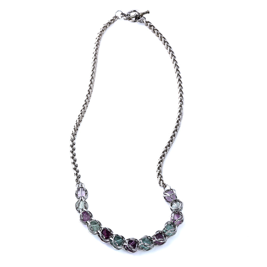 Captured Chain Maille Necklace Kit - Fluorite