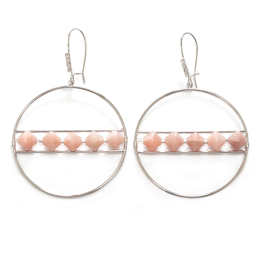 The Saturn Gemstone Earrings Kit - Peach Moonstone and Silver