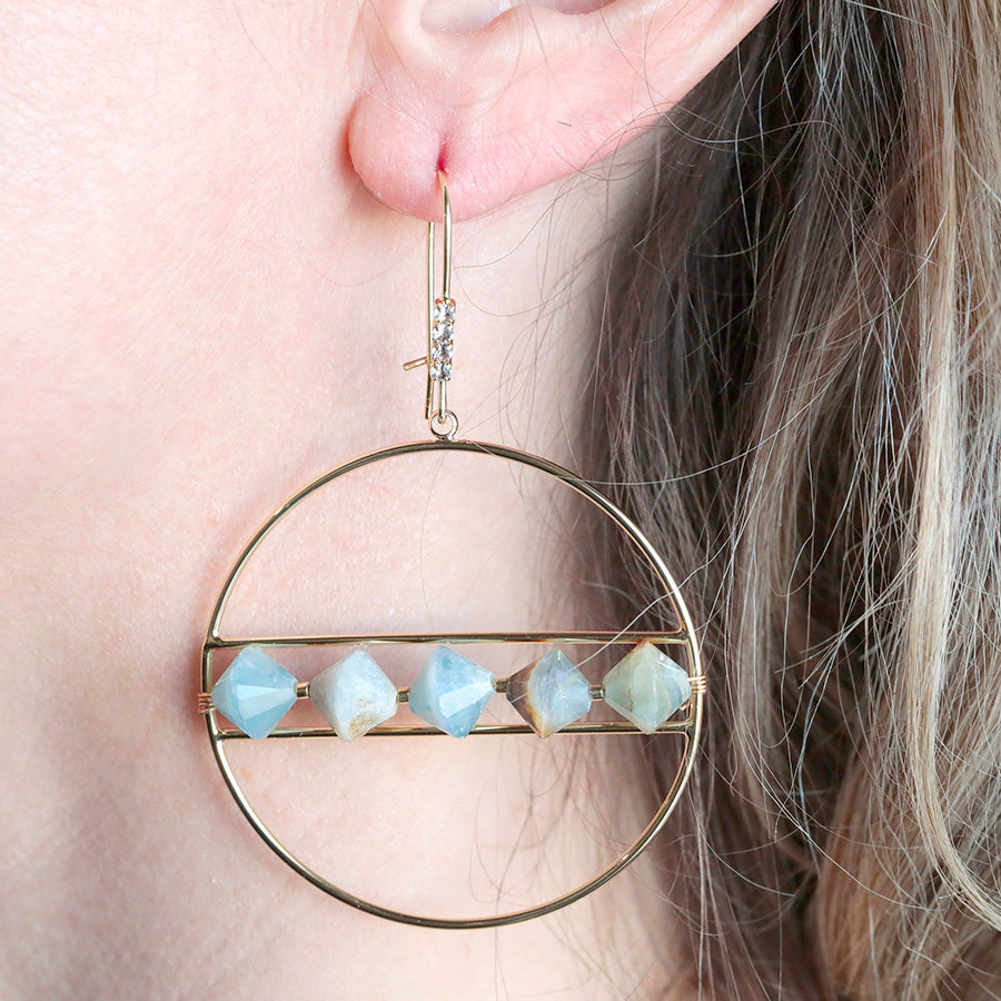 The Saturn Gemstone Earrings Kit - Lemurian Aquatine Calcite and Gold