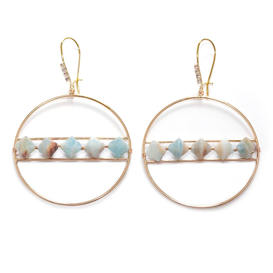 The Saturn Gemstone Earrings Kit - Lemurian Aquatine Calcite and Gold