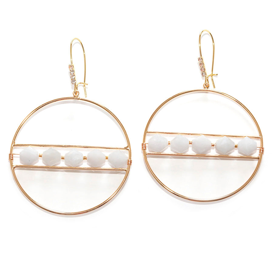 The Saturn Gemstone Earrings Kit - White Moonstone and Gold