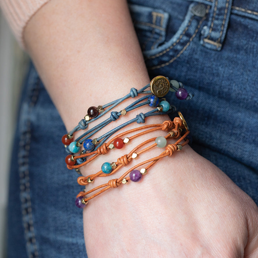 Knotty Triple Wrap Bracelet 2 Bracelet Set From Diakonos Designs - Chakra Gemstones