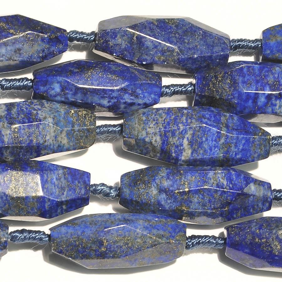 Lapis 10x25-12x34 Faceted Irregular Rice Bead