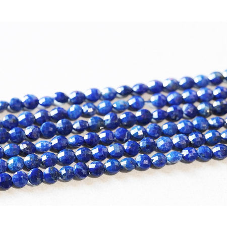 Lapis 4mm Diamond Cut Faceted Coin 15-16 Inch