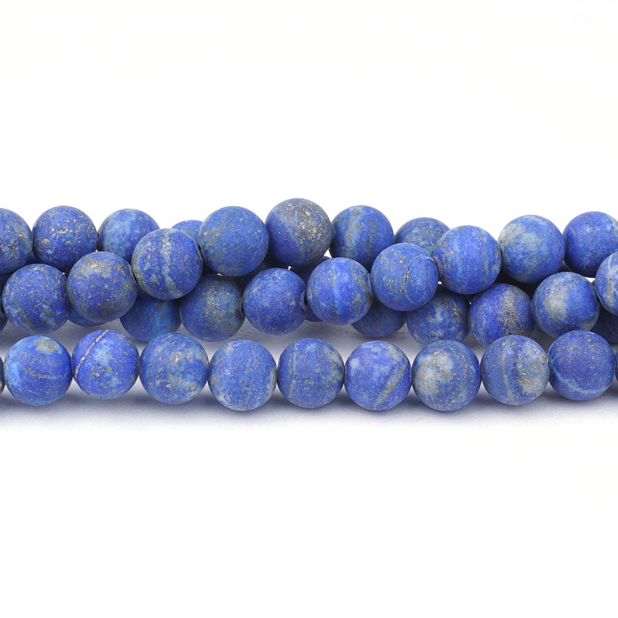8mm Matte Lapis Natural Round A Grade - 15-16 Inch - Goody Beads