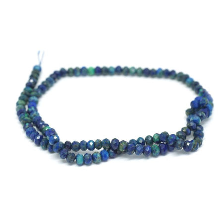 Lapis & Malachite 4mm Diamond Cut Faceted Rondelle 15-16"