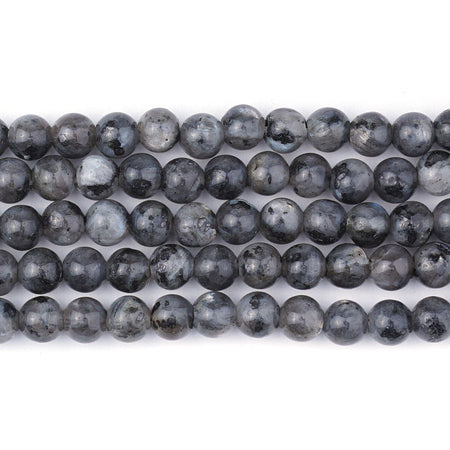 6mm Larvakite Natural Round Large Hole - Large Hole Beads - Goody Beads