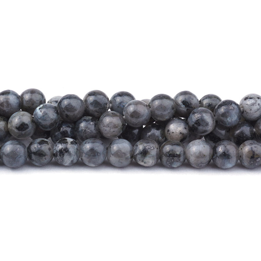 6mm Larvakite Natural Round Large Hole - Large Hole Beads - Goody Beads