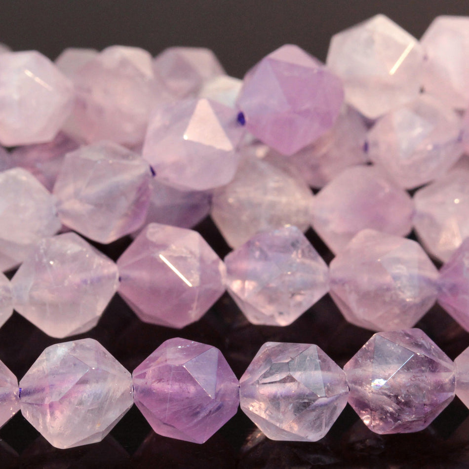 Lavender Amethyst 8mm Star Cut Round 15-16 Inch