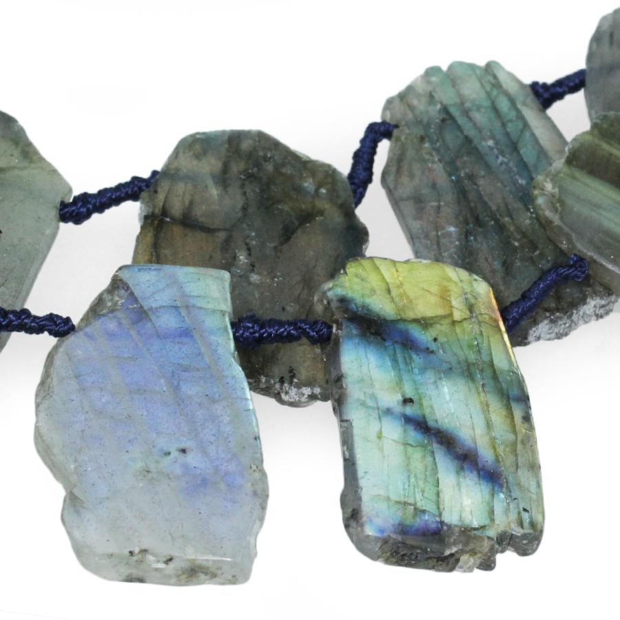 Labradorite 15x23-20x30mm Jagged Round Top Drilled Slices 8-Inch