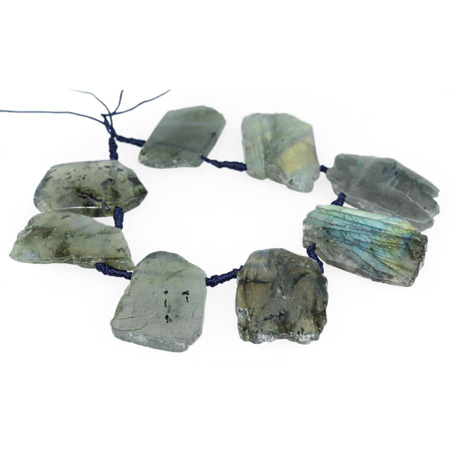 Labradorite 15x23-20x30mm Jagged Round Top Drilled Slices 8-Inch