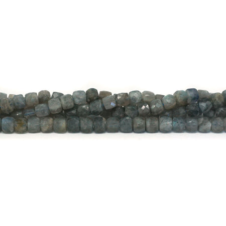 Labradorite 4mm  Natural Cube Banded, Faceted - 15-16 Inch