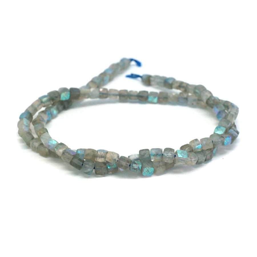 4-4.5mm Labradorite Faceted Rainbow Plated Cube - 15-16 Inch - Goody Beads