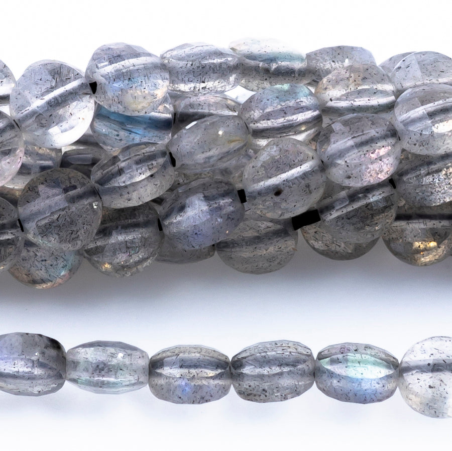 Labradorite 4mm Coin Faceted A Grade - 15-16 Inch