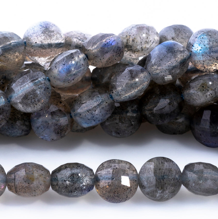 Labradorite 6mm Coin Faceted A Grade - 15-16 Inch