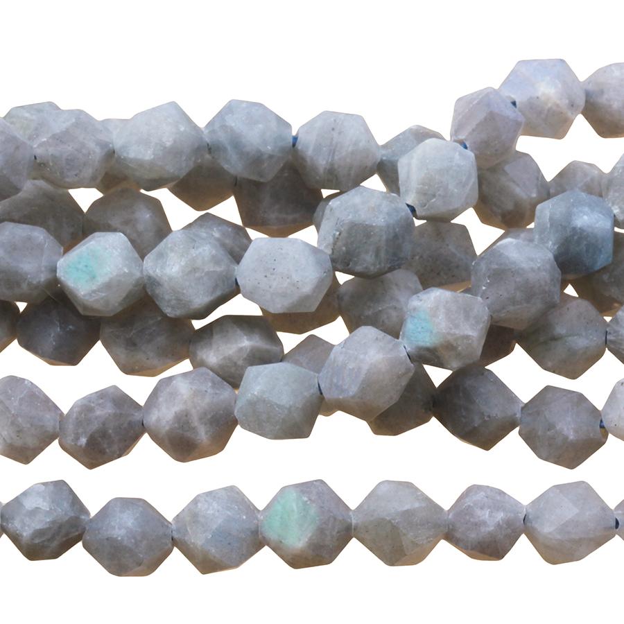 MATTE Labradorite 6mm Star Cut Round 15-16 Inch