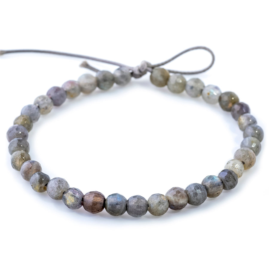 Labradorite 6mm Faceted Round Large Hole Beads - 8 Inch