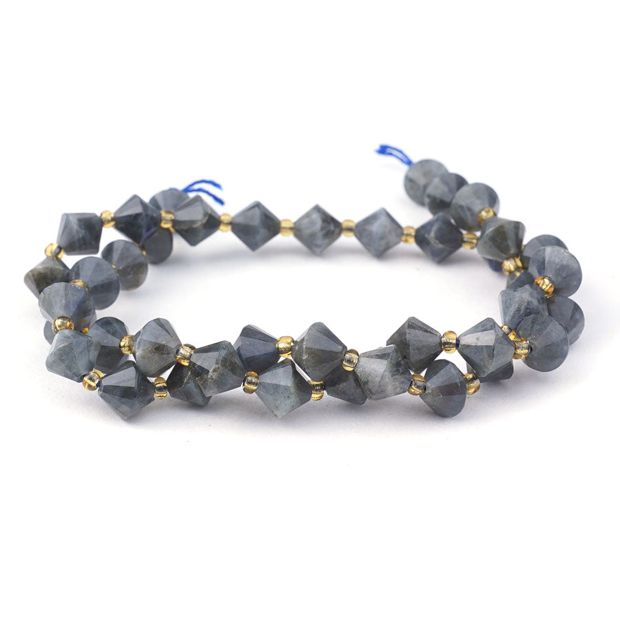 8mm Dark Labradorite Natural Bicone Faceted A Grade - 15-16 Inch - Goody Beads