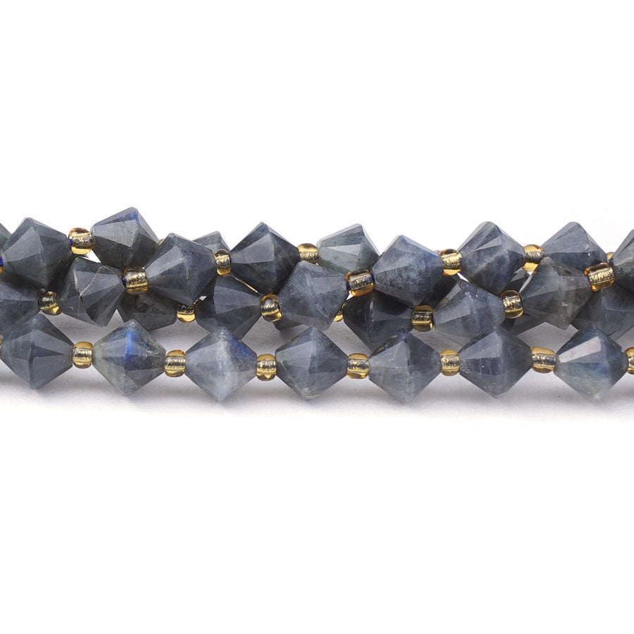 8mm Dark Labradorite Natural Bicone Faceted A Grade - 15-16 Inch - Goody Beads