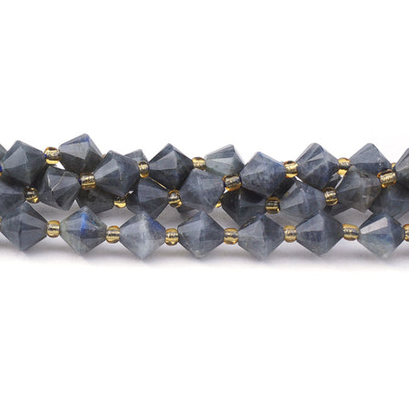 8mm Dark Labradorite Natural Bicone Faceted A Grade - 15-16 Inch - Goody Beads